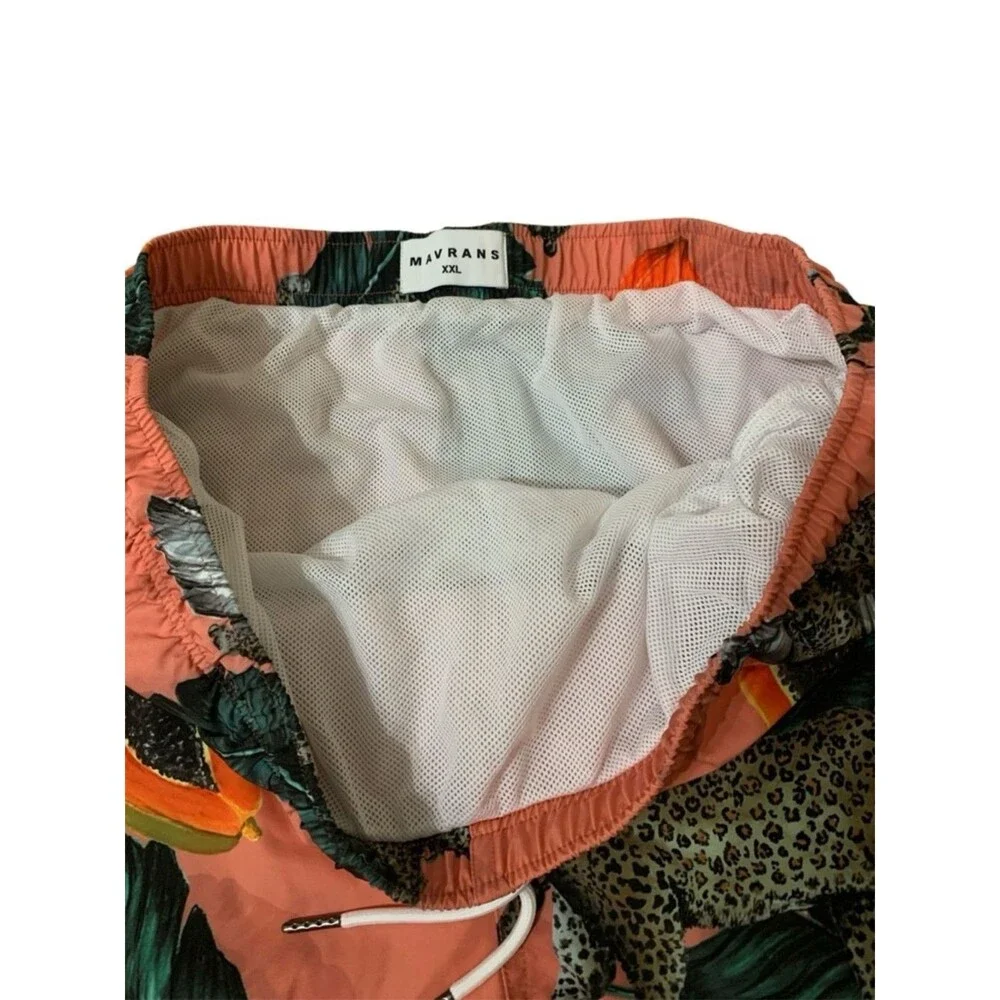 Mavrans Fruta Bomba Swim Shorts XXL Men's Pink Panther & Papaya Print Beach Surf